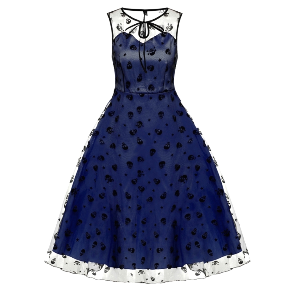 Skull Print 💀 overlay Rockabilly Dress - Size M